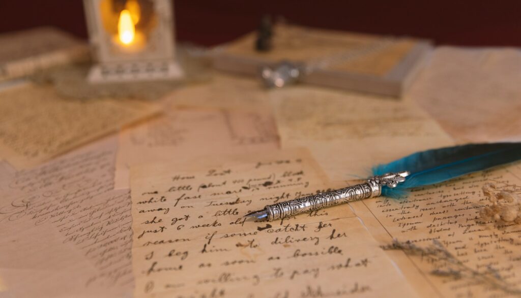 a pen sitting on top of a piece of paper